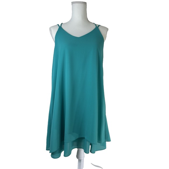 Love Riche Beachy Spring Break Feminine Teal Blue Swing Layered Dress Sz S - Picture 4 of 9
